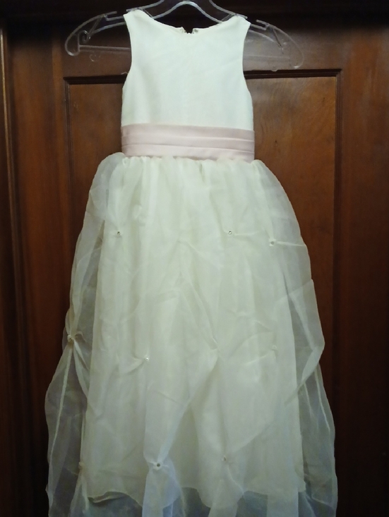 sweet  beginnings Other - Ivory Tulle Formal Dress with Blush Satin Waistband